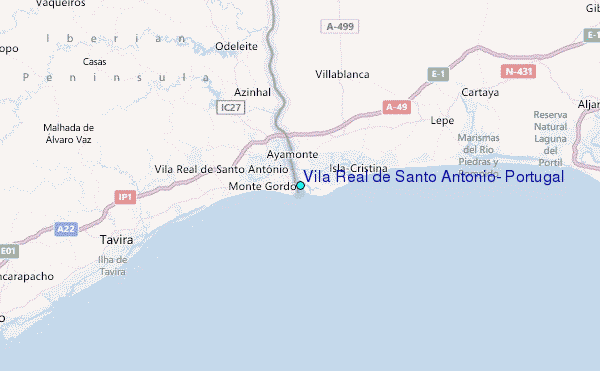 Vila Real de Santo Antonio, Portugal Tide Station Location Map