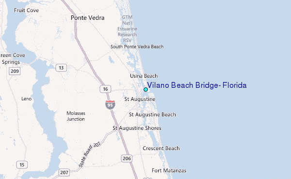 Vilano Beach Bridge, Florida Tide Station Location Map