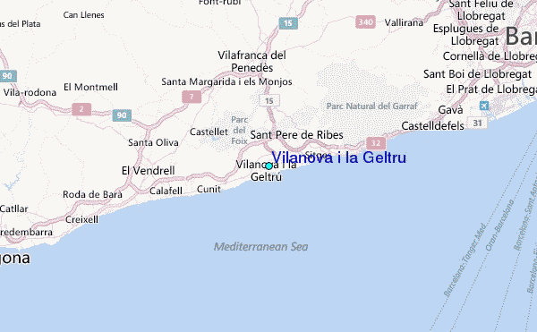 Vilanova i la Geltru Tide Station Location Map