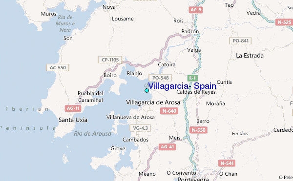 Villagarcia, Spain Tide Station Location Map