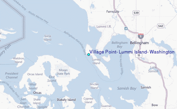 Village Point, Lummi Island, Washington Tide Station Location Map