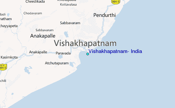 Vishakhapatnam, India Tide Station Location Map