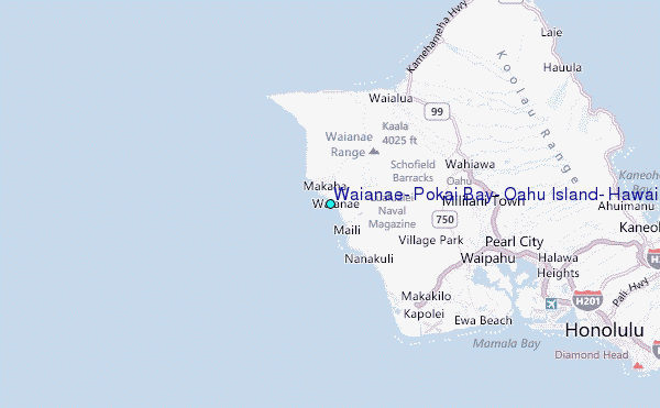 Waianae, Pokai Bay, Oahu Island, Hawaii Tide Station Location Map