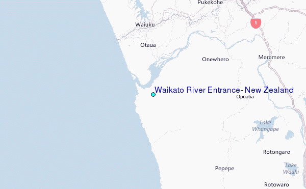Waikato River Entrance, New Zealand Tide Station Location Map