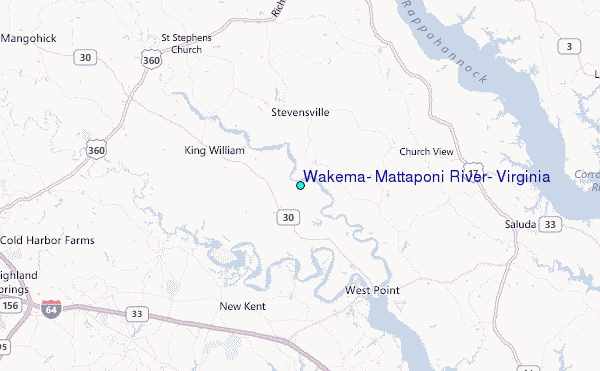 Wakema, Mattaponi River, Virginia Tide Station Location Map