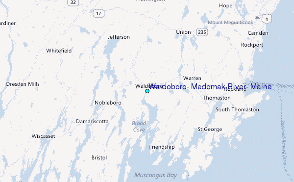 Waldoboro, Medomak River, Maine Tide Station Location Map