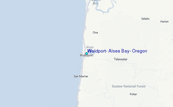 Waldport, Alsea Bay, Oregon Tide Station Location Map