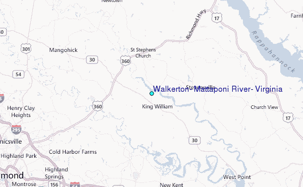 Walkerton, Mattaponi River, Virginia Tide Station Location Map