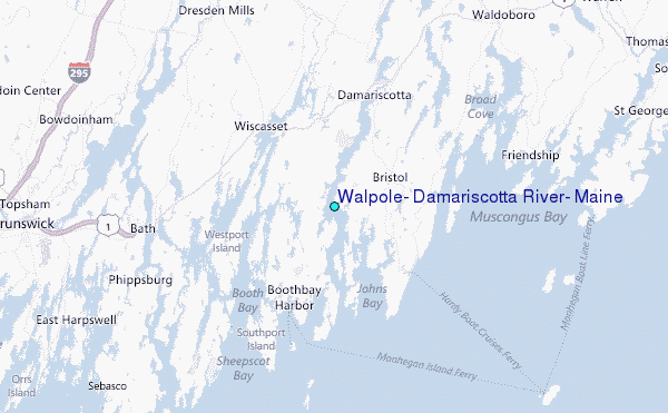 Walpole, Damariscotta River, Maine Tide Station Location Map
