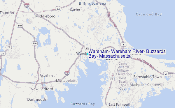 Wareham, Wareham River, Buzzards Bay, Massachusetts Tide Station Location Map