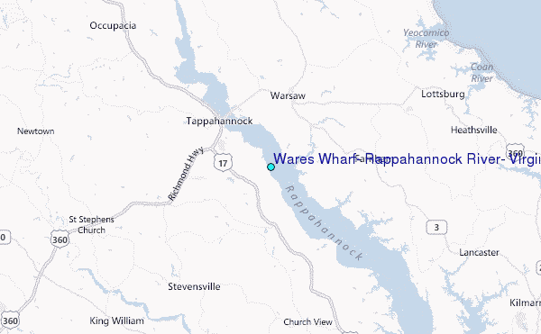 Wares Wharf, Rappahannock River, Virginia Tide Station Location Map
