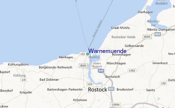 Warnemuende Tide Station Location Map