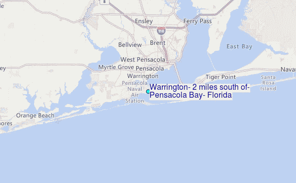 Warrington, 2 miles south of, Pensacola Bay, Florida Tide Station Location Map