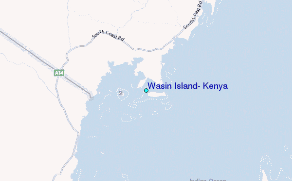 Wasin Island, Kenya Tide Station Location Map