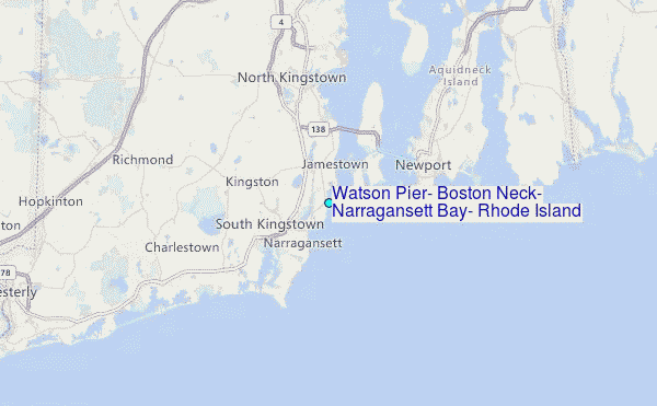 Watson Pier, Boston Neck, Narragansett Bay, Rhode Island Tide Station Location Map