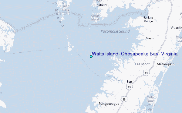 Watts Island, Chesapeake Bay, Virginia Tide Station Location Map