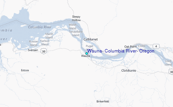 Wauna, Columbia River, Oregon Tide Station Location Map