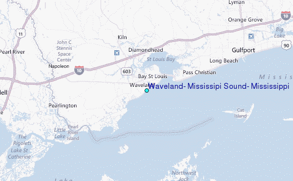 Waveland, Mississipi Sound, Mississippi Tide Station Location Map