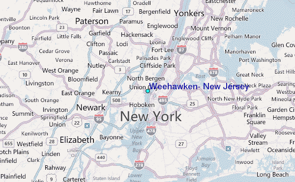 Weehawken, New Jersey Tide Station Location Map