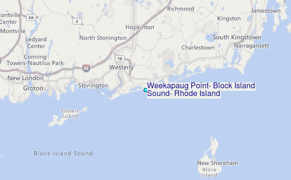 Weekapaug Point, Block Island Sound, Rhode Island Tide Station Location Map