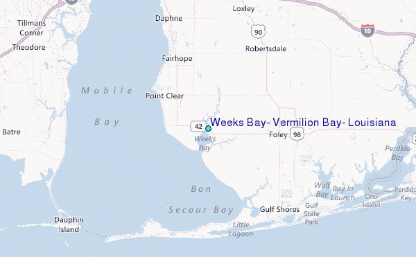 Weeks Bay, Vermilion Bay, Louisiana Tide Station Location Map