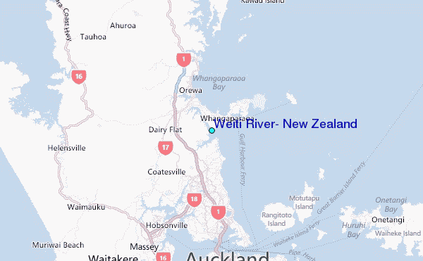 Weiti River, New Zealand Tide Station Location Map