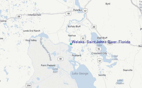 Welaka, Saint Johns River, Florida Tide Station Location Map