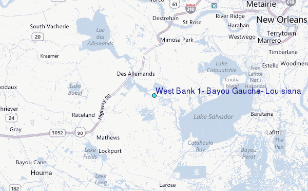 West Bank 1, Bayou Gauche, Louisiana Tide Station Location Map