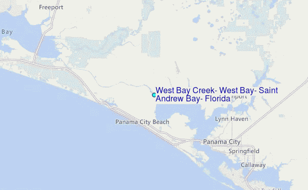 West Bay Creek, West Bay, Saint Andrew Bay, Florida Tide Station Location Map