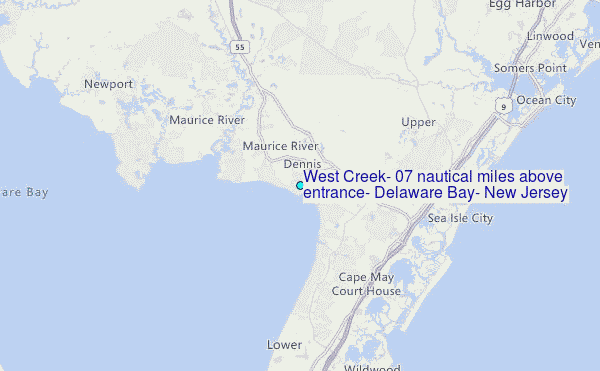 West Creek, 0.7 nautical miles above entrance, Delaware Bay, New Jersey Tide Station Location Map