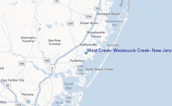 West Creek, Westecunk Creek, New Jersey Tide Station Location Map