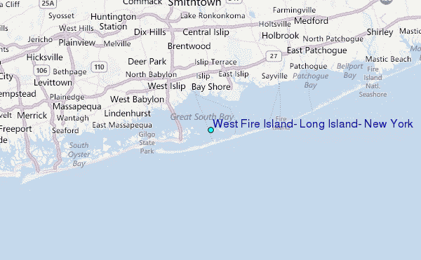 West Fire Island, Long Island, New York Tide Station Location Map