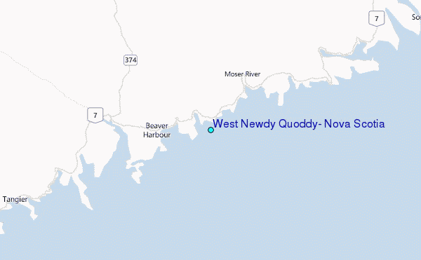 West Newdy Quoddy, Nova Scotia Tide Station Location Map
