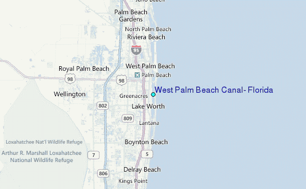 West Palm Beach Canal, Florida Tide Station Location Map