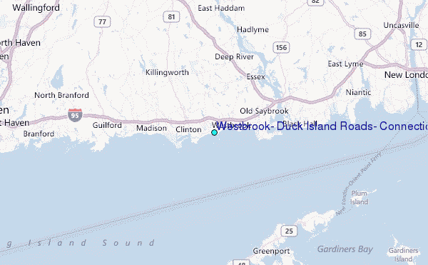 Westbrook, Duck Island Roads, Connecticut Tide Station Location Map
