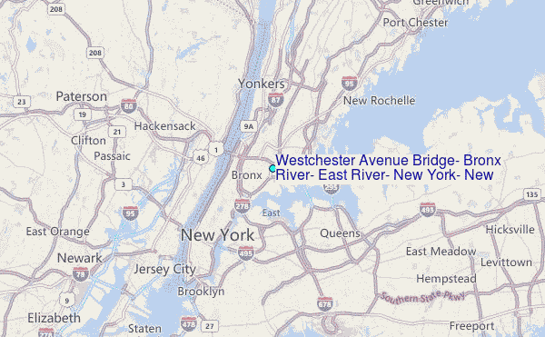 Westchester Avenue Bridge, Bronx River, East River, New York, New York Tide Station Location Map