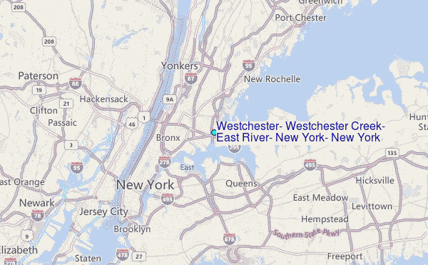 Westchester, Westchester Creek, East River, New York, New York Tide Station Location Map