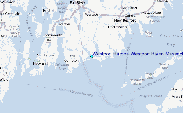 Westport Harbor, Westport River, Massachusetts Tide Station Location Map