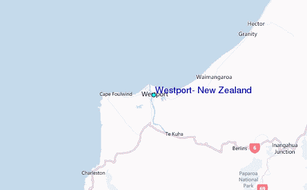 Westport, New Zealand Tide Station Location Map