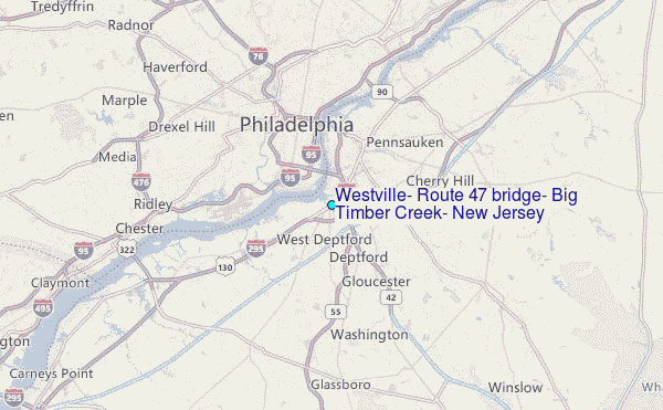 Westville, Route 47 bridge, Big Timber Creek, New Jersey Tide Station Location Map