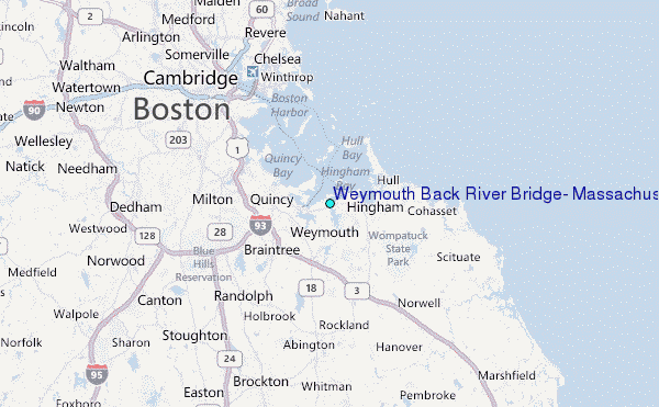 Weymouth Back River Bridge, Massachusetts Tide Station Location Map