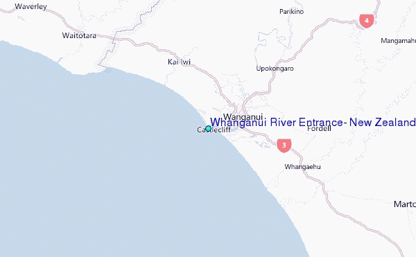 Whanganui River Entrance, New Zealand Tide Station Location Map