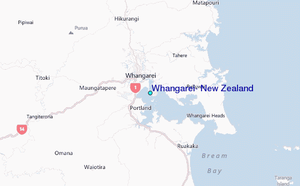 Whangarei, New Zealand Tide Station Location Map