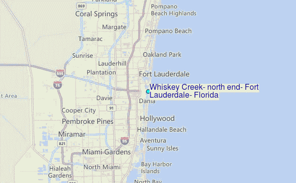 Whiskey Creek, north end, Fort Lauderdale, Florida Tide Station Location Map