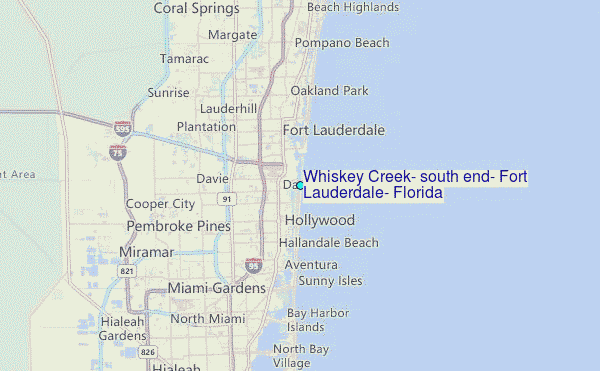Whiskey Creek, south end, Fort Lauderdale, Florida Tide Station Location Map