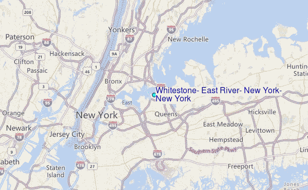 Whitestone, East River, New York, New York Tide Station Location Map