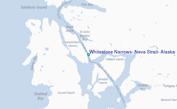 Whitestone Narrows, Neva Strait, Alaska Tide Station Location Map