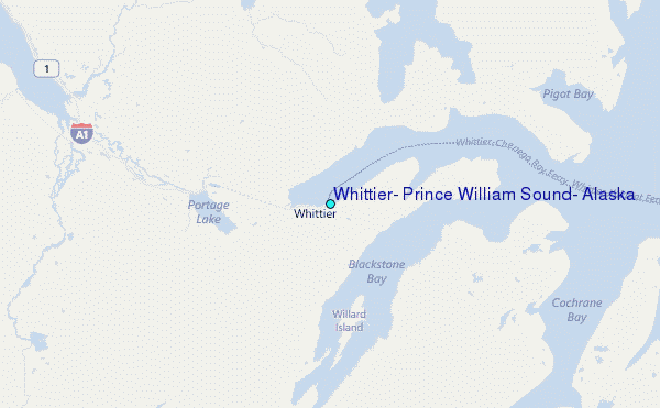 Whittier, Prince William Sound, Alaska Tide Station Location Map