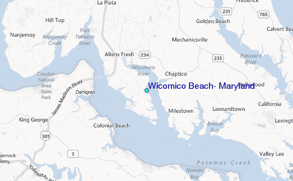 Wicomico Beach, Maryland Tide Station Location Map
