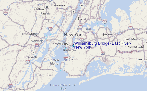 Williamsburg Bridge, East River, New York Tide Station Location Map